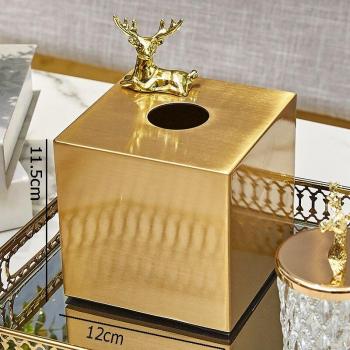 Caja Decorativa de Pañuelos “Ave Dorada” – Organizadora de Servilletas
