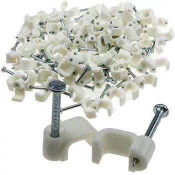 EnTie Flat White 7mm Cable Clips for 1mm2 Twin & Earth Cables [100 Pack]