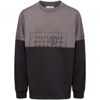 MM6 Maison Margiela Men's Two-Tone Gray Crew Neck Sweatshirt