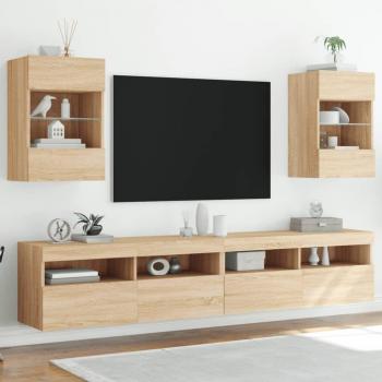 Mesa de TV con luces LED 2 uds 40x30x60,5 cm