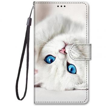 Estuche Foxdock iPhone 13 Mini, Cubierta con Ranura Magnética y Patrón de Gato Blanco