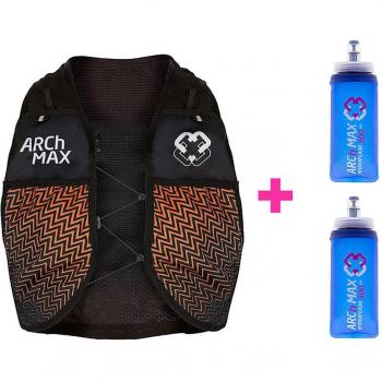 Arch Max Gilet Idrico HV‑2.5 + 2 Hydraflask 300 ml (Nero Scuro, Arancio) – Modello S