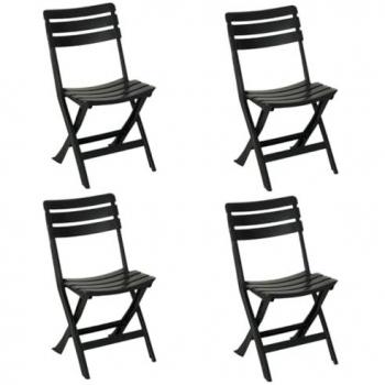 Sedia pieghevole in plastica Tomaino set 4 pz antracite