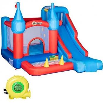 Castillo inflable con cama de salto y piscina para niños Outsunny 210x280x333 cm