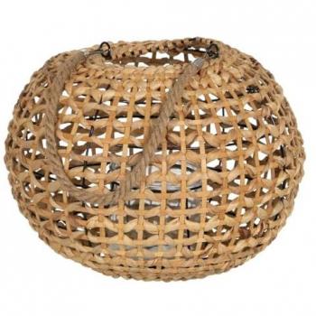 Lanterna Beige in Metallo con Cristallo 38 x 38 x 27 cm