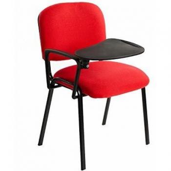 Set di 6 Sedie Imbottite Impilabili in Tessuto Rosso