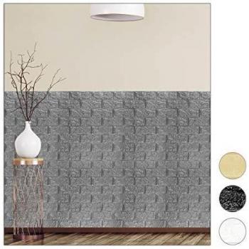 3D Foam Wall Panels, Self-Adhesive, Decorative Stone Appearance, Set of 20, Grey