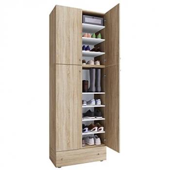 Mobile Scarpa in Legno VCM 200×70×39 cm – Armadio Multiuso con 9 Spazi, 4 Porte Rotanti e Cassetto Addizionale (Lona Rovere Sonoma)