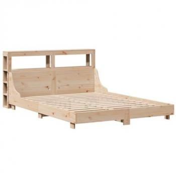Lit en bois de pin massif 140x190 cm avec tête de lit