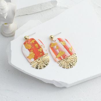 Lifefontier Unusual Pink Clay Earrings