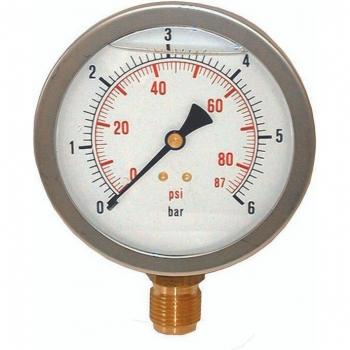 Manometro radiale 100 mm glicerina, acciaio inox
