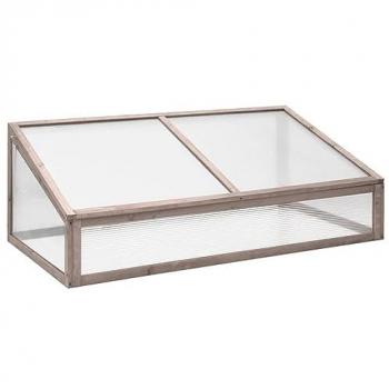 Serre en bois de sapin gris pour abri de plantes 110 x 58,5 x 39 cm