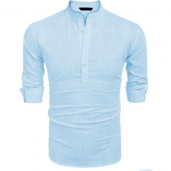 COOFANDY Herrengeld Langarmshirt – Leinen/Hempstoff, Regular Fit