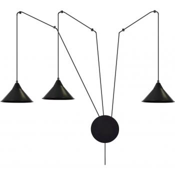 EMIBIG Sospensione Ramo 3 luci in metallo nero