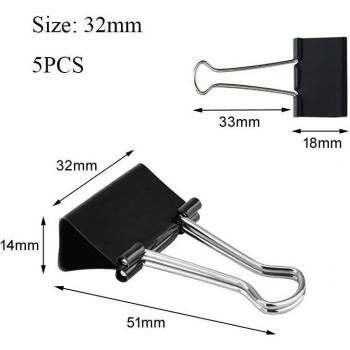 Schwarze Bindemittelclips 10/5 Stücke für Unterlagen