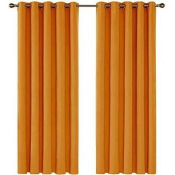Deconovo 66x90 Orange Flame Thermal Blackout Curtains – 2 Panels