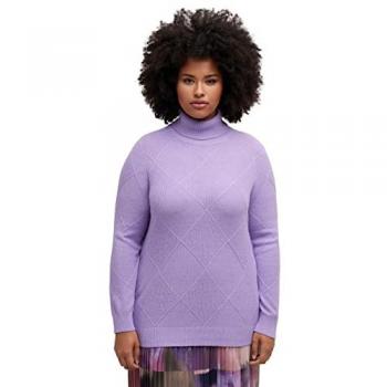 Ulla Popken Damen Pullover, lila, Größe 46/48, Rollkragen, Synthetische Fasern