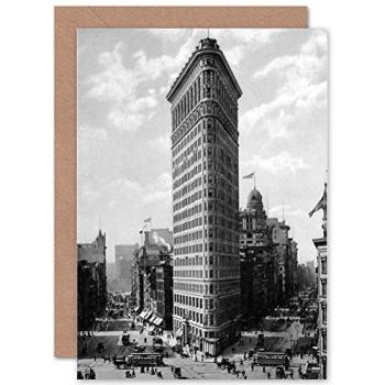 Old-World Flat Iron NYC 1903 Birthday Card (B/W Photo) + Free Envelope