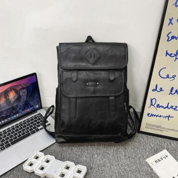 Men's PU Leather School Backpack for 15.6 Inch Laptop