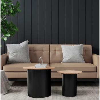 Beistelltisch Home Affaire 2er-Set, schwarz & Natur, Korkabdeckung