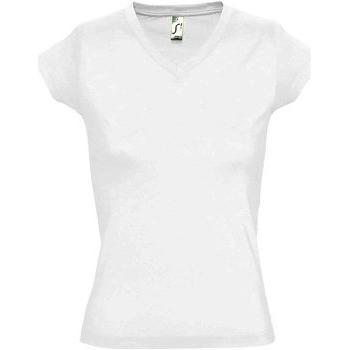 SOLs Damen T-Shirt Moon Weiß S V-Ausschnitt