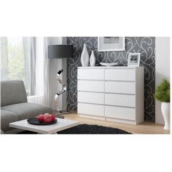Commode Moderne 8 tiroirs 120cm blanche