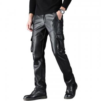 Men's Elastic Leather Motorcycle Pants