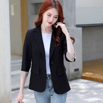 Spring Summer Women's Office Blazer 3/4 Sleeve Short Jacket