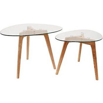 Tables gigognes en verre trempé beige