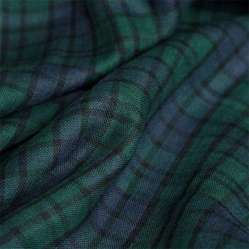 Pearlsilk Blue Green Plaid Double Layer Cotton Linen Voile Dress Fabric