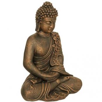 Buddha‑Skulptur in Glasfaser & Bronze – 53 cm – Atmosphera Innenraum
