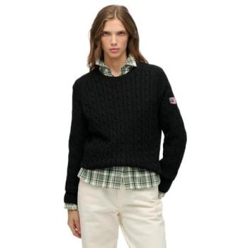 Pull ample en maille torsadée Superdry noir