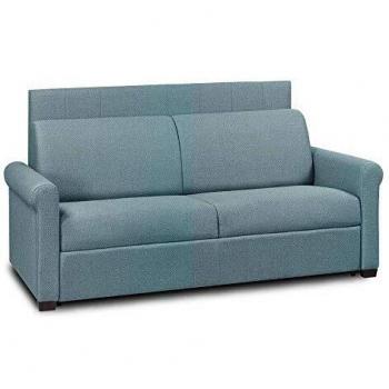 Canapé-lit Opera 4 places – Lattés Express 160 cm – Matelas 16 cm – Velours Bleu Turquoise – Tête de lit intégrée