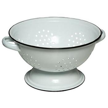 Schüssel AMBIENTE HAUS Sieb aus Emaille in Antikweiß, weiß, B:27cm H:14cm T:23cm, Schüsseln