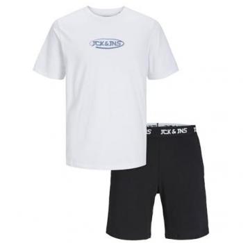Jack & Jones Oliver Athletic Ensemble – White Pack, Black Shorts (S)