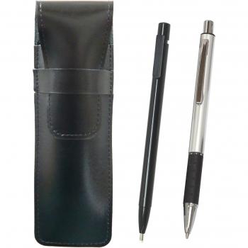 Set di Astucci in Pelle di Mucca con Matita Argento