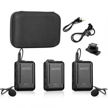 Movo WMX-1-DUO 2.4GHz Dual Wireless Lavalier Microphone System Compatible with DSLR Cameras, Camcorders, iPhone, Android Smartphones, and Tablets