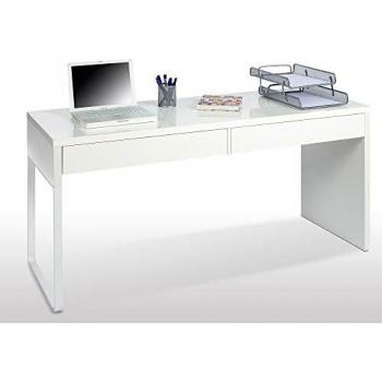 Mesa auxiliar para ordenador con 2 compartimentos en blanco
