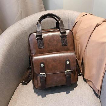 Brown Waterproof Anti-Theft Backpack for Students