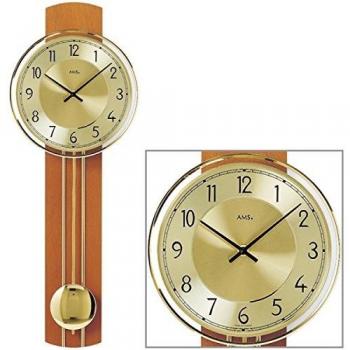 AMS Pendel-Wanduhr 7115/9 – Elegantes Golddesign