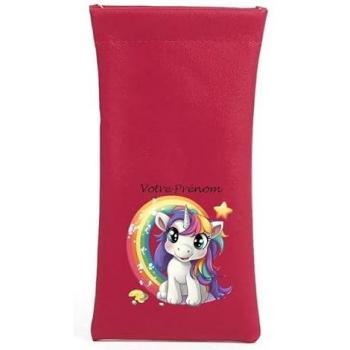 Housse personnalisée pour lunettes licorne rose