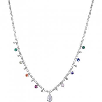 Collar Luxenter Erlah Pide un Deseo en Plata de Ley 925 con Baño de Rodio y Circonitas Multicolor