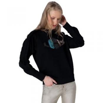 Lois Jeans Sudadera Casual de Algodón para Mujer, Negro, XL