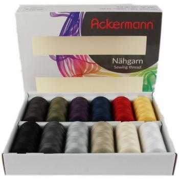 Ackermann Nähgarnbox Weiss Farben-Mix Polyester 12x 1000m