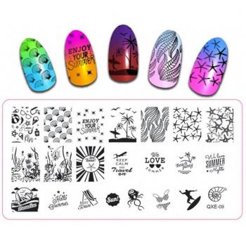 Sello de Nail Art Verano QXE Playa Sol #09