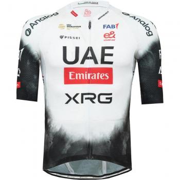 Abbigliamento UAE Team Emirates 2025 Magistrale Manica Corta Bianco Nero
