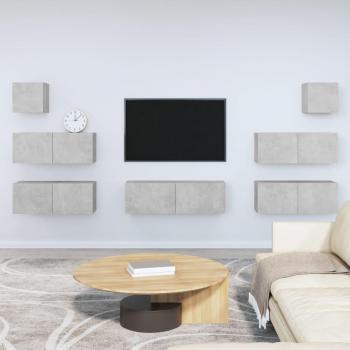 Vidaxl Ensemble De Meubles Tv 7 Pcs Gris Béton Bois D'ingénierie
