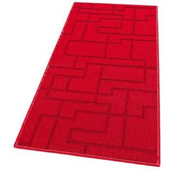 Tapis de cuisine Emmevi 3D Design Géométrique, antidérapant, couleur unie Bordeaux – 50×145 cm