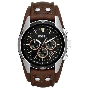 Fossil Men's Dark Brown Leather Strap Chronograph Quartz Watch (CH2891)