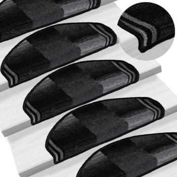 VidaXL Stair Mats 10 pcs Self-adhesive 65x21x4 cm Black and Grey